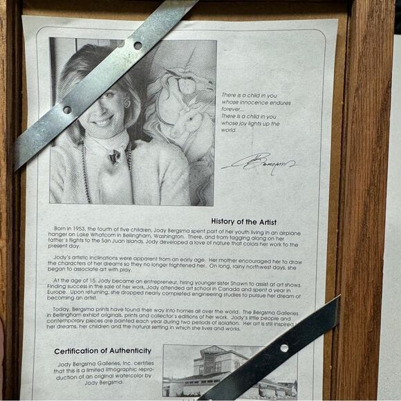 Jody Bergsma Signed Numbered Girl And Dad Print Wood Framed 6x8 Vintage 80s Art - Picture 8 of 8